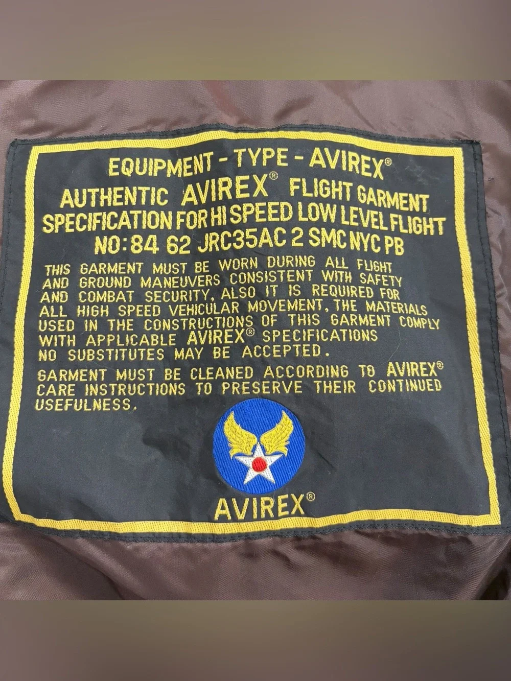 Avirex Vintage B-15 Brown Leather Bomber Jacket Size XL
